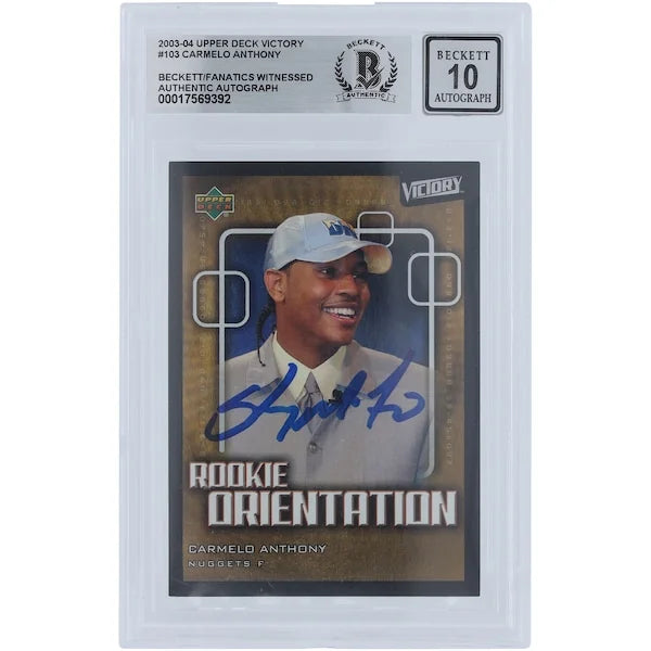 Carmelo Anthony Signed 2003-04 Upper Deck Victory #103 Rookie Card | Graded 10
