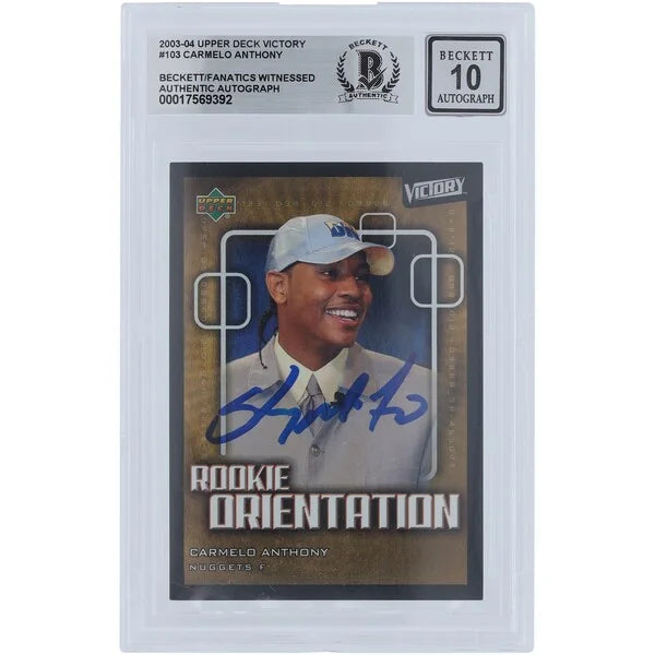 Carmelo Anthony Signed 2003-04 Upper Deck Victory #103 Rookie Card | Graded 10