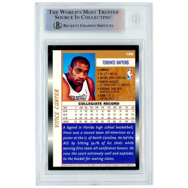 Vince Carter Signed 1998-99 Topps #199 Rookie Card | Authenticated