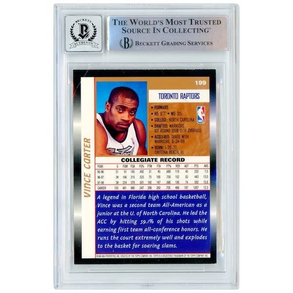 Vince Carter Signed 1998-99 Topps #199 Rookie Card | BGS 10