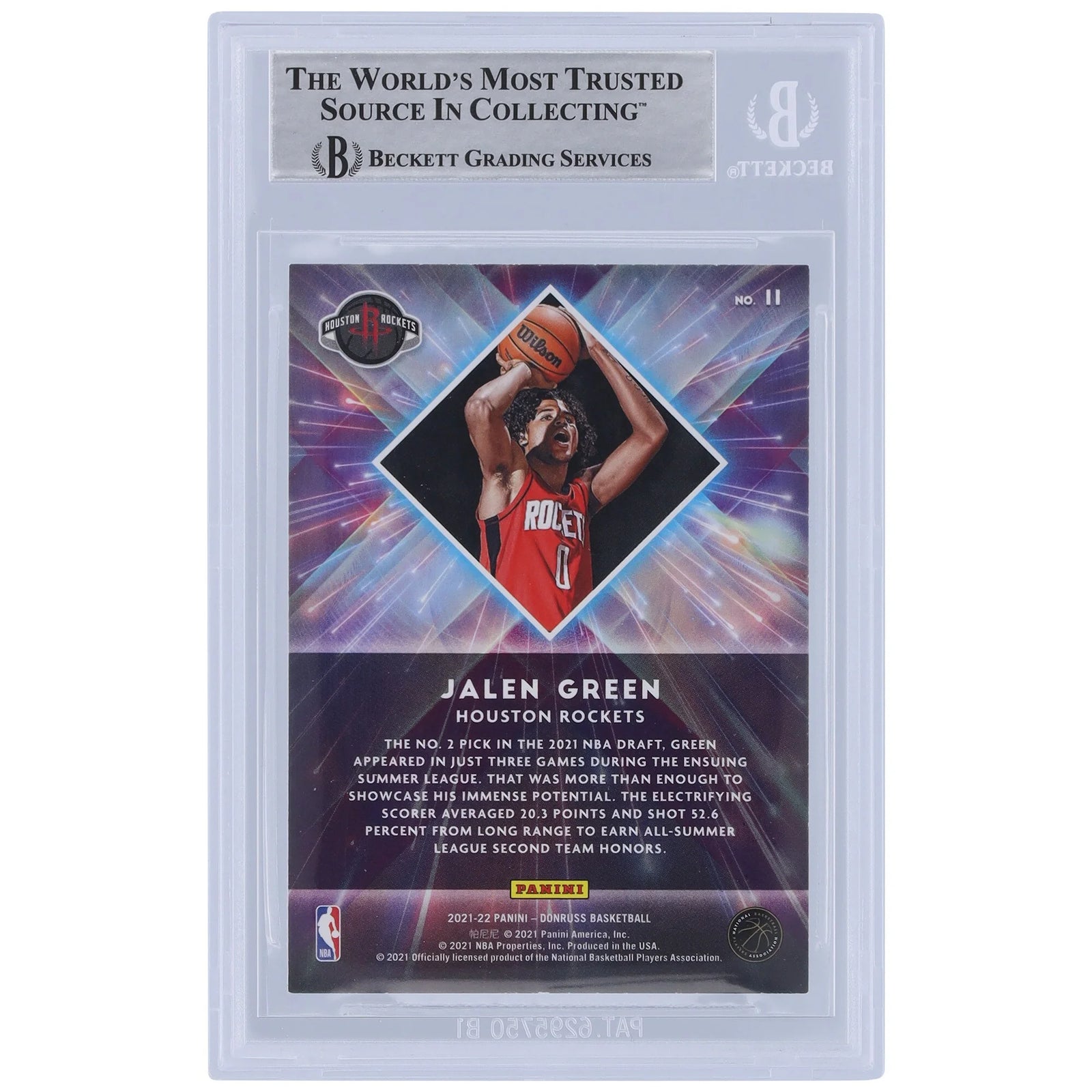Jalen Green Signed 2021-22 Panini Donruss Rookie #11 Card | Beckett Witnessed