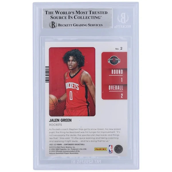 Jalen Green Signed 2021-22 Panini Contenders 2021 Rookie #2 Card | Beckett Witnessed