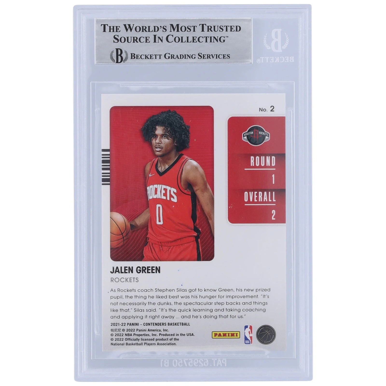 Jalen Green Signed 2021-22 Panini Contenders 2021 Rookie #2 Card | Beckett Witnessed