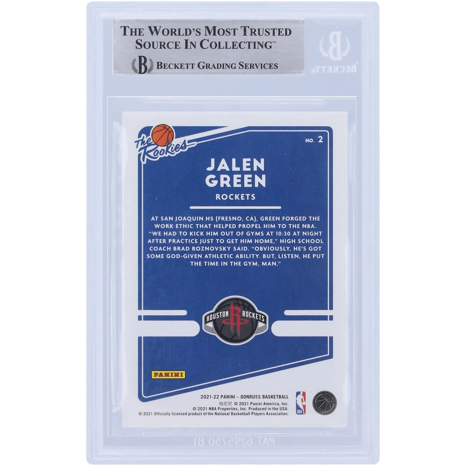 Jalen Green Signed 2021-22 Panini Donruss The Rookies #2 | Authenticated Rookie Card