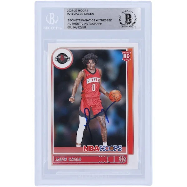 Jalen Green Signed 2021-22 Panini NBA Hoops #218 Rookie Card | Authenticated