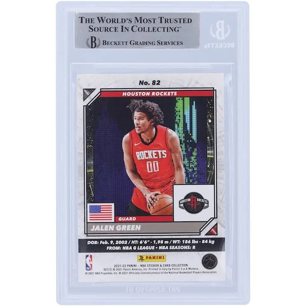Jalen Green Signed 2021-22 Panini NBA Stickers #82 Rookie Card | Beckett Authenticated