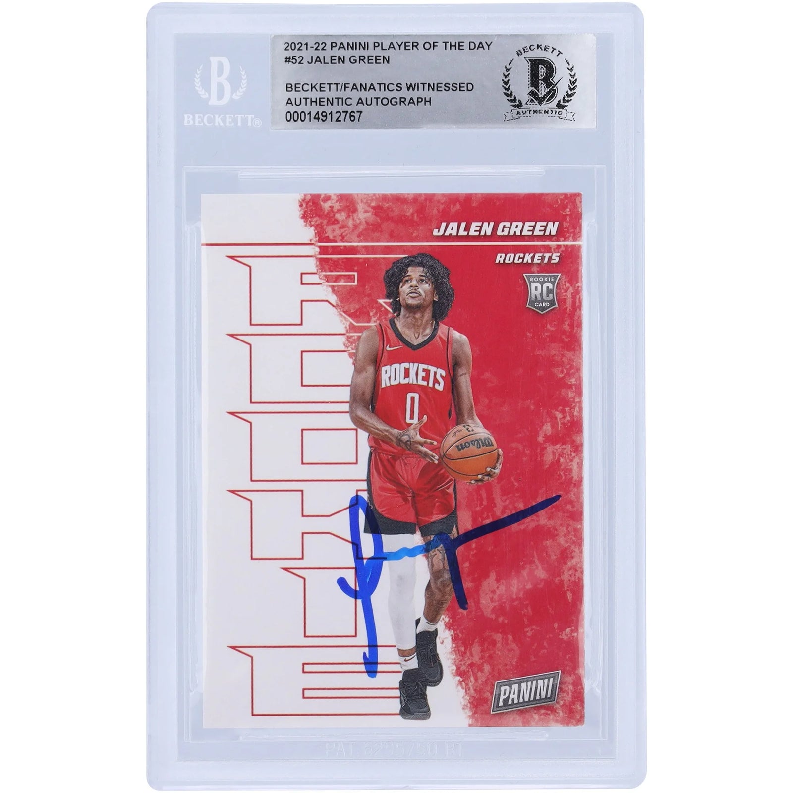 Jalen Green Signed 2021-22 Panini Player of the Day #52 Rookie Card | Authenticated