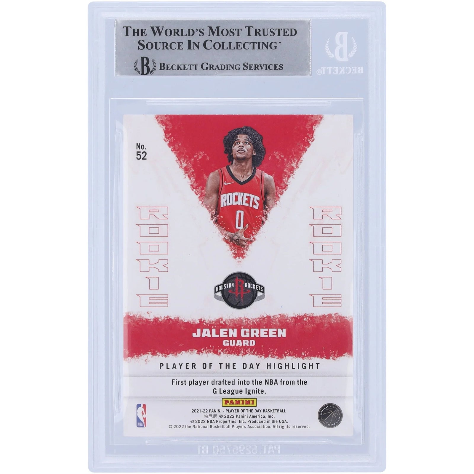 Jalen Green Signed 2021-22 Panini Player of the Day #52 Rookie Card | Authenticated