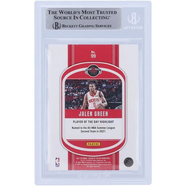 Jalen Green Signed 2021-22 Panini Player of the Day #99 Rookie Card | Rockets