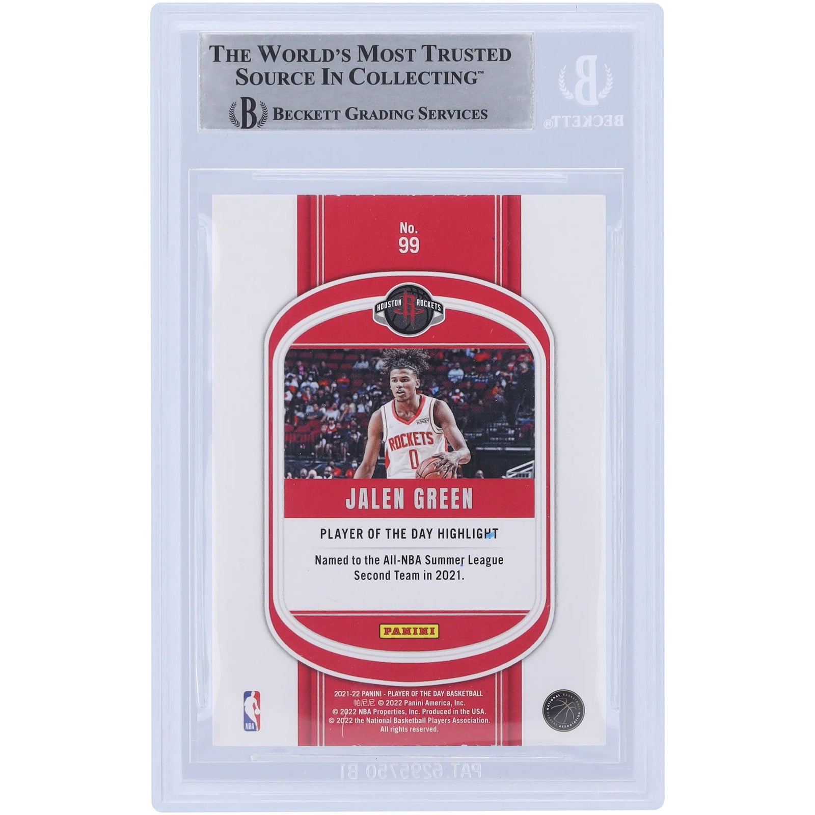 Jalen Green Signed 2021-22 Panini Player of the Day #99 Rookie Card | Rockets