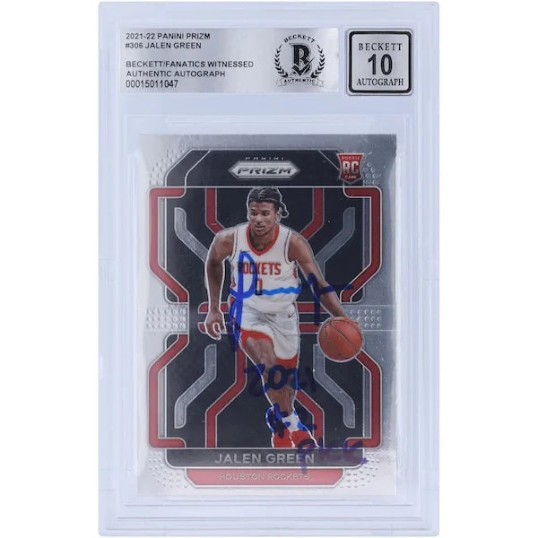 Jalen Green Signed 2021-22 Panini Prizm #306 Rookie Card | BGS 10 with 2021 #2 Pick Inscri
