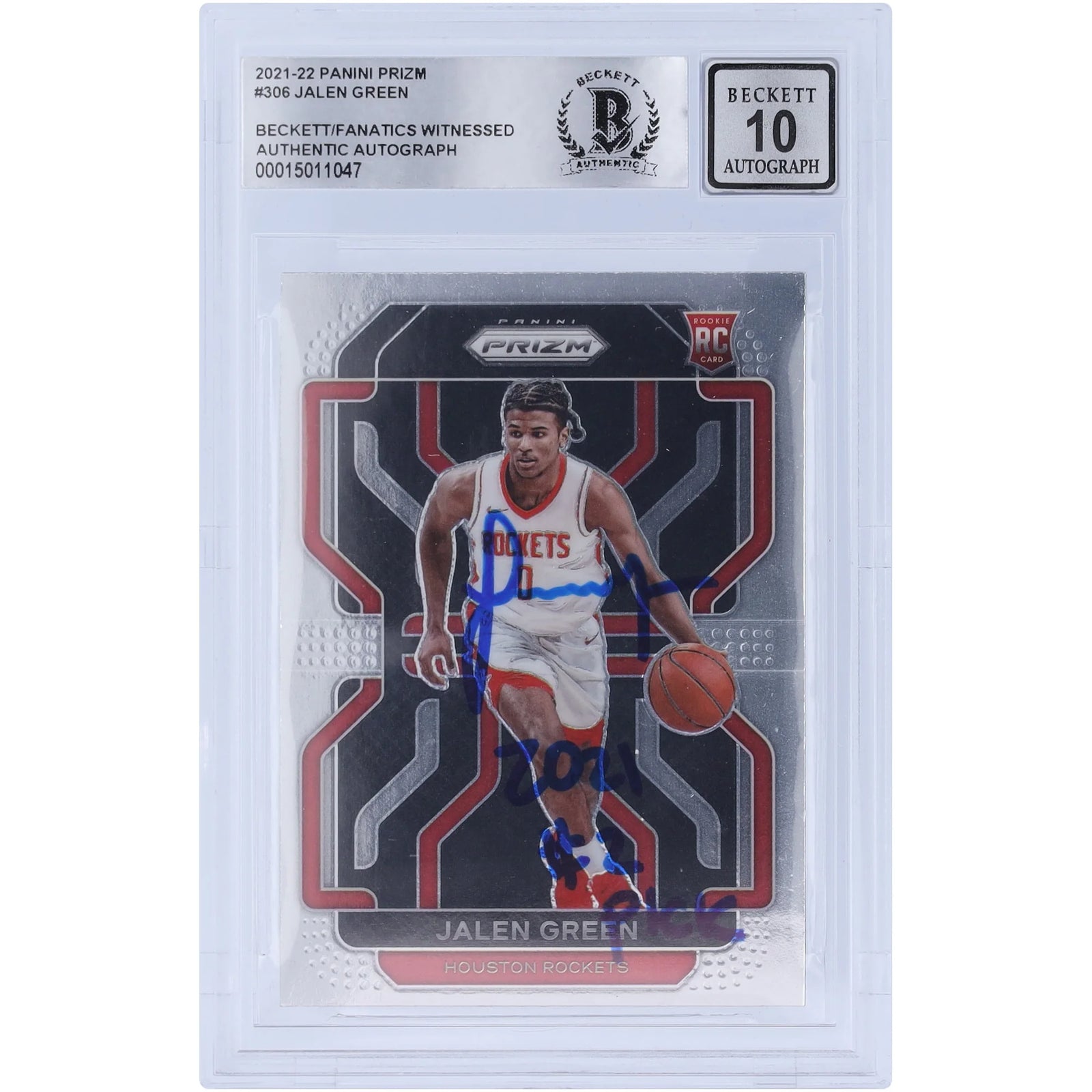 Jalen Green Signed 2021-22 Panini Prizm #306 Rookie Card | BGS 10 with 2021 #2 Pick Inscri