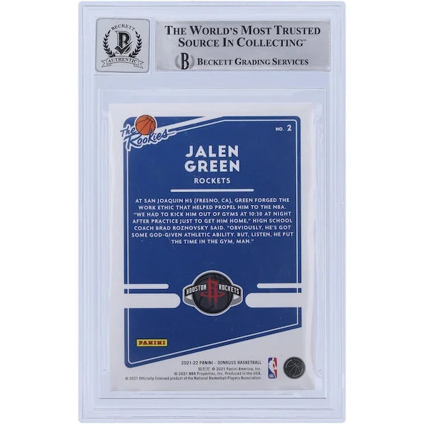 Jalen Green Signed 2021-22 Panini Donruss Rookies Card #2 | BGS 10