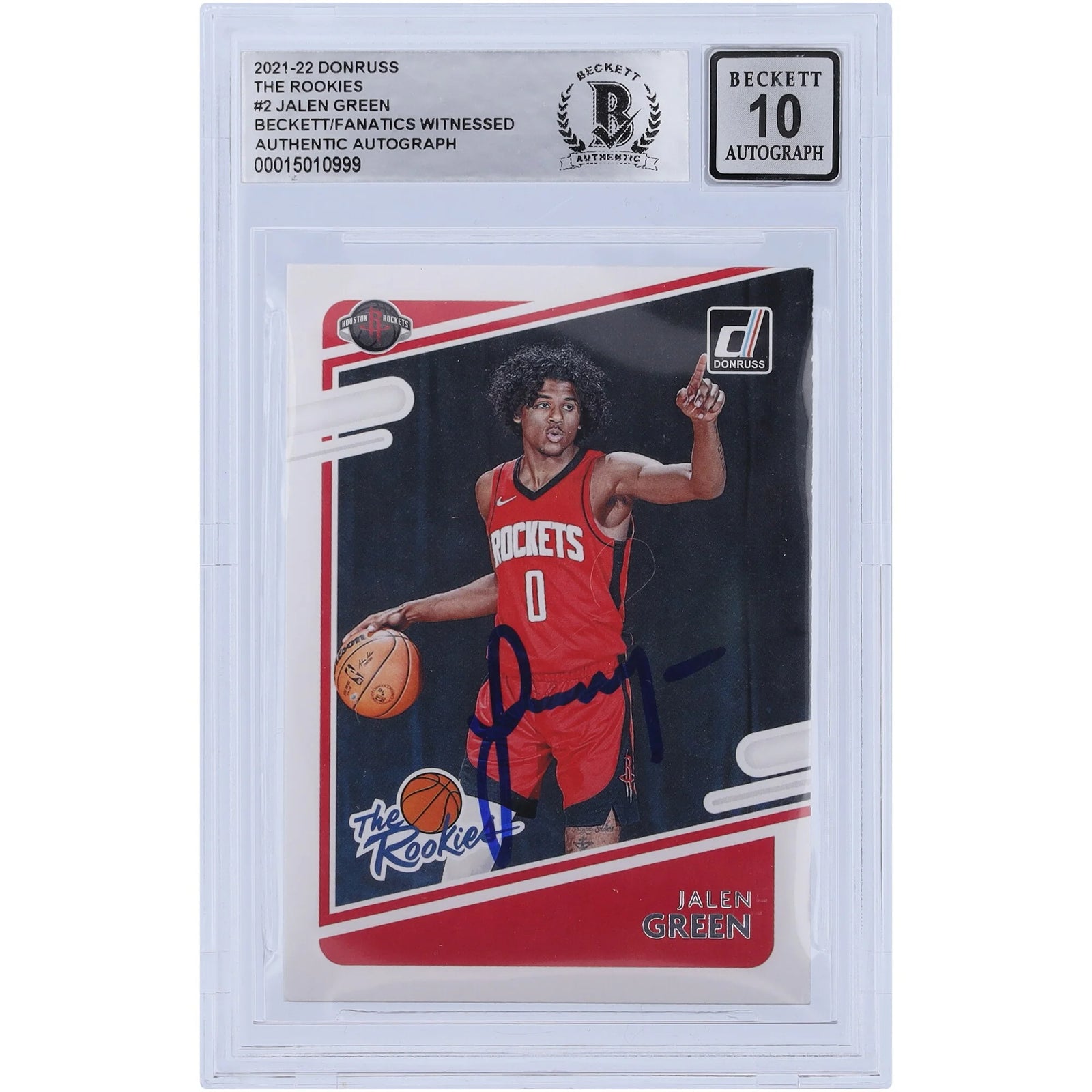 Jalen Green Signed 2021-22 Panini Donruss Rookies Card #2 | BGS 10