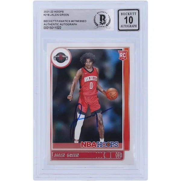 Jalen Green Signed 2021-22 Panini NBA Hoops #218 Rookie Card | BGS 10