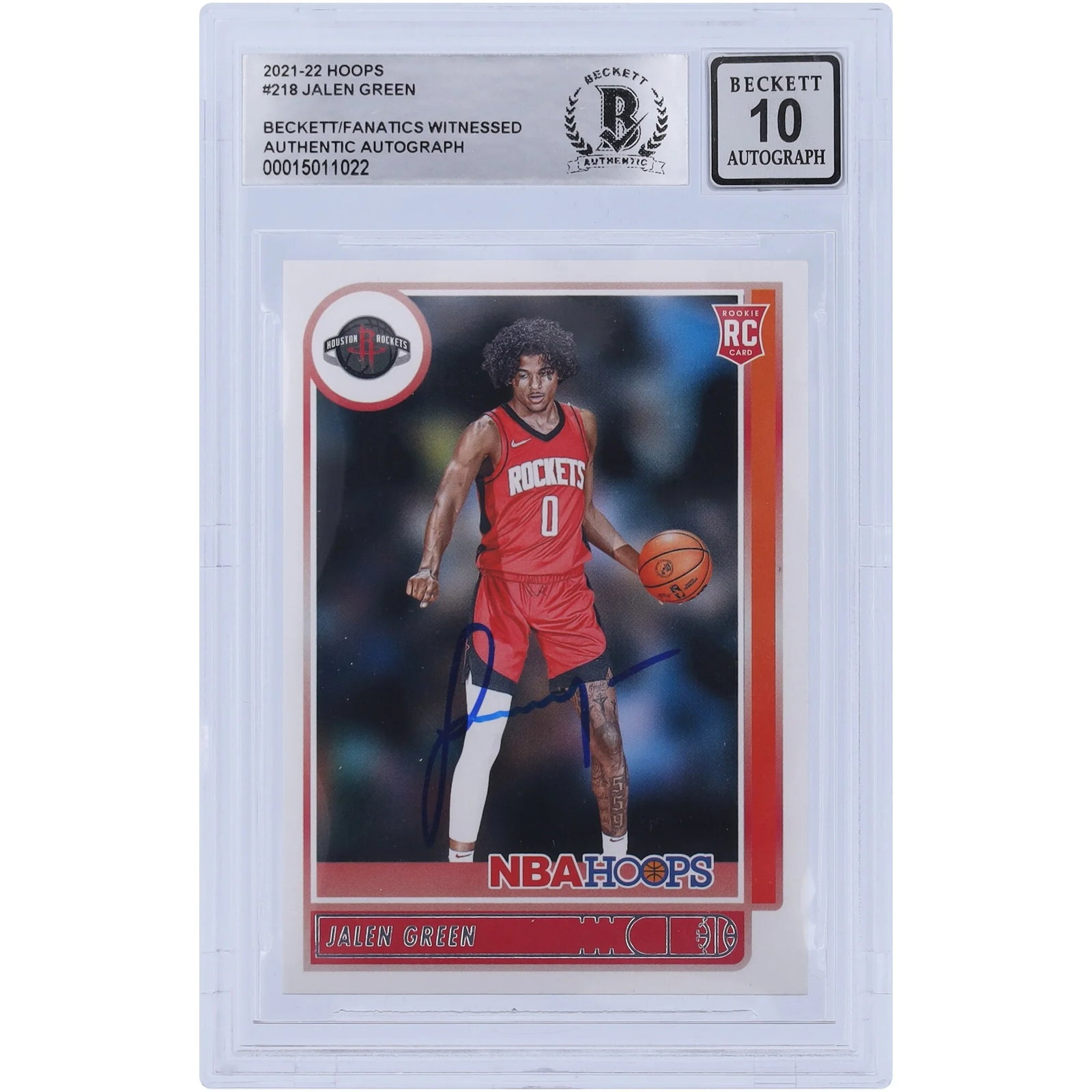 Jalen Green Signed 2021-22 Panini NBA Hoops #218 Rookie Card | BGS 10