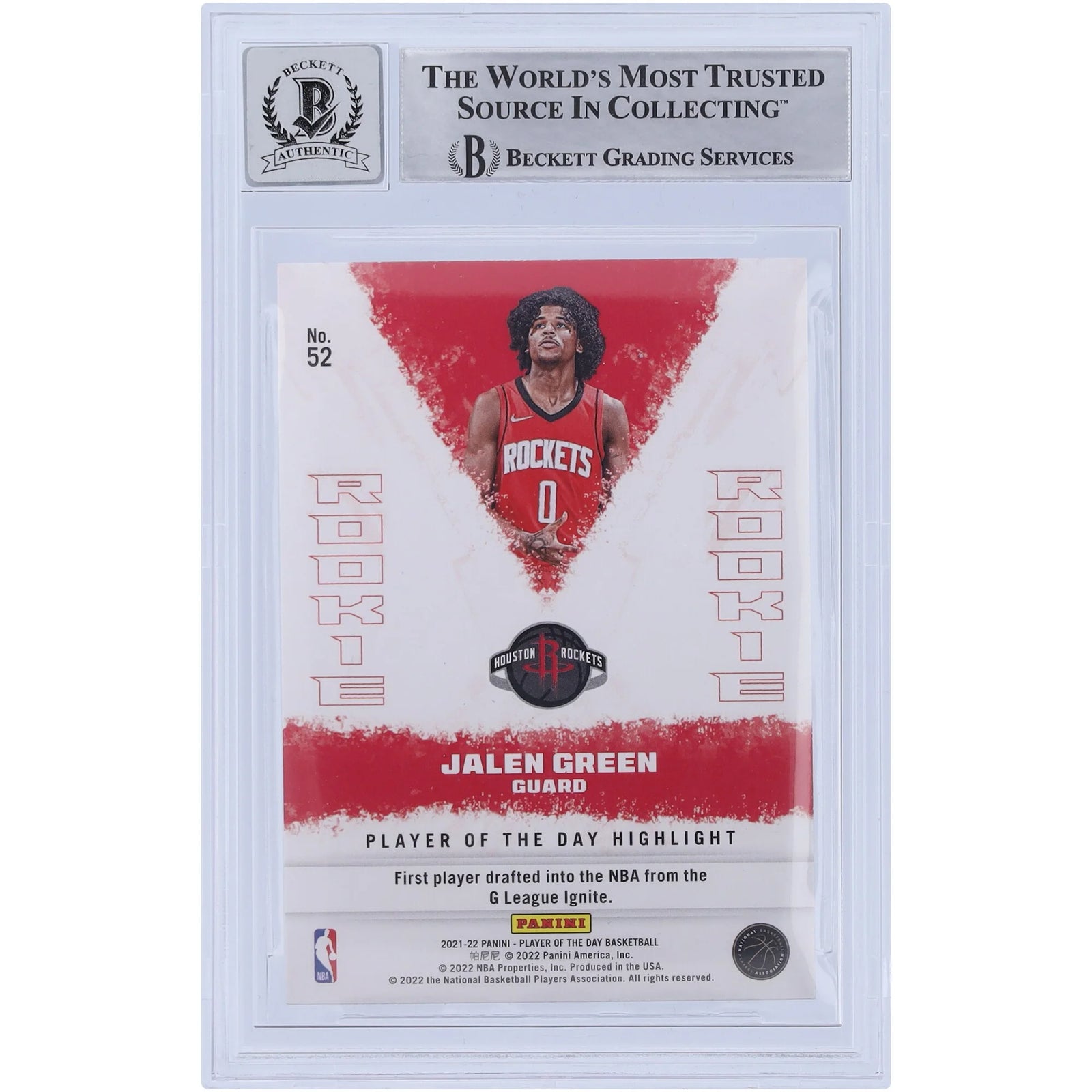 Jalen Green Signed 2021-22 Panini Player of the Day #52 | BGS 10 Rookie Card