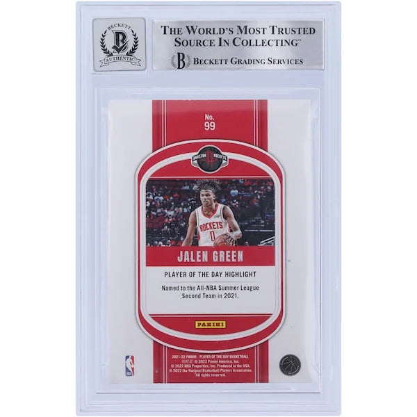 Jalen Green Signed 2021-22 Panini Player of the Day Rookie #99 Card | BGS 10
