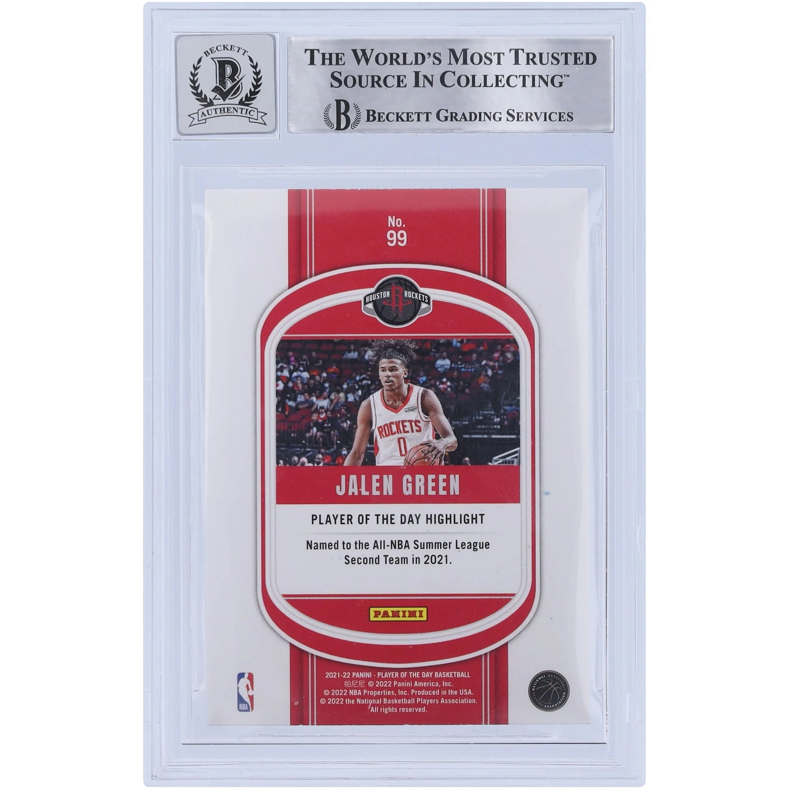 Jalen Green Signed 2021-22 Panini Player of the Day Rookie #99 Card | BGS 10