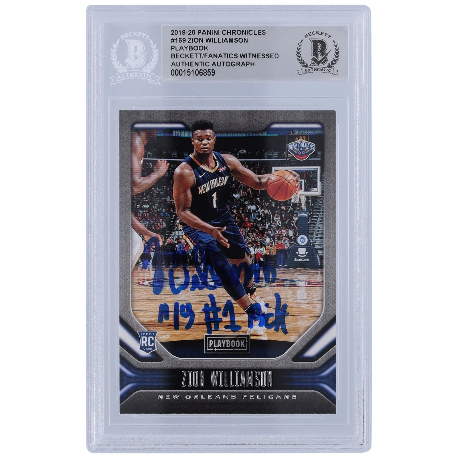 Zion Williamson Signed 2019-20 Panini Chronicles Playbook #169 Rookie Card | Inscribed 19