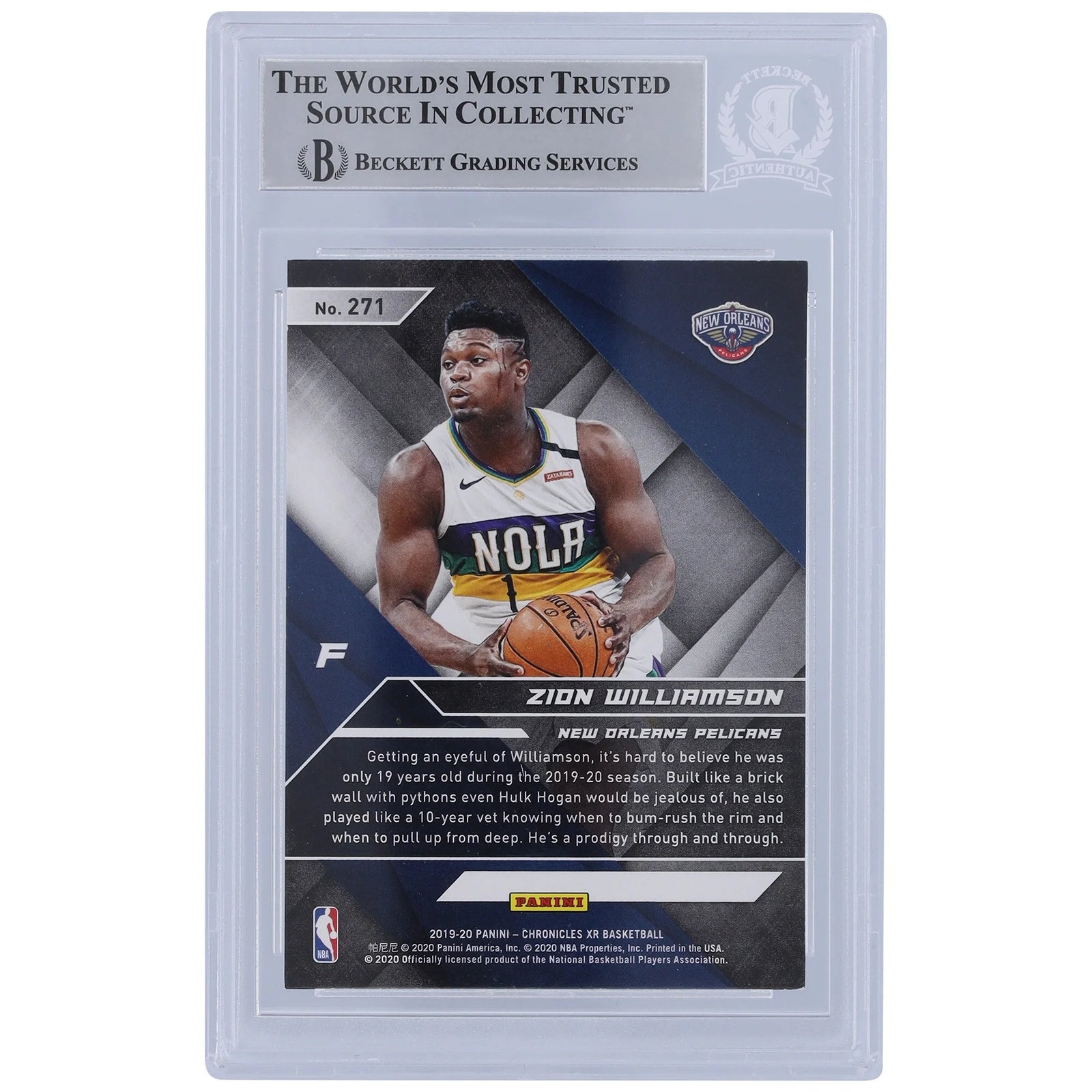 Zion Williamson Signed 2019-20 Panini Chronicles XR Bronze Rookie Card #271 | Beckett Auth