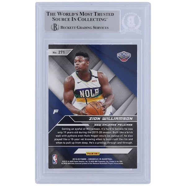 Zion Williamson Signed 2019-20 Panini Chronicles XR #271 Rookie Card | Beckett Witnessed