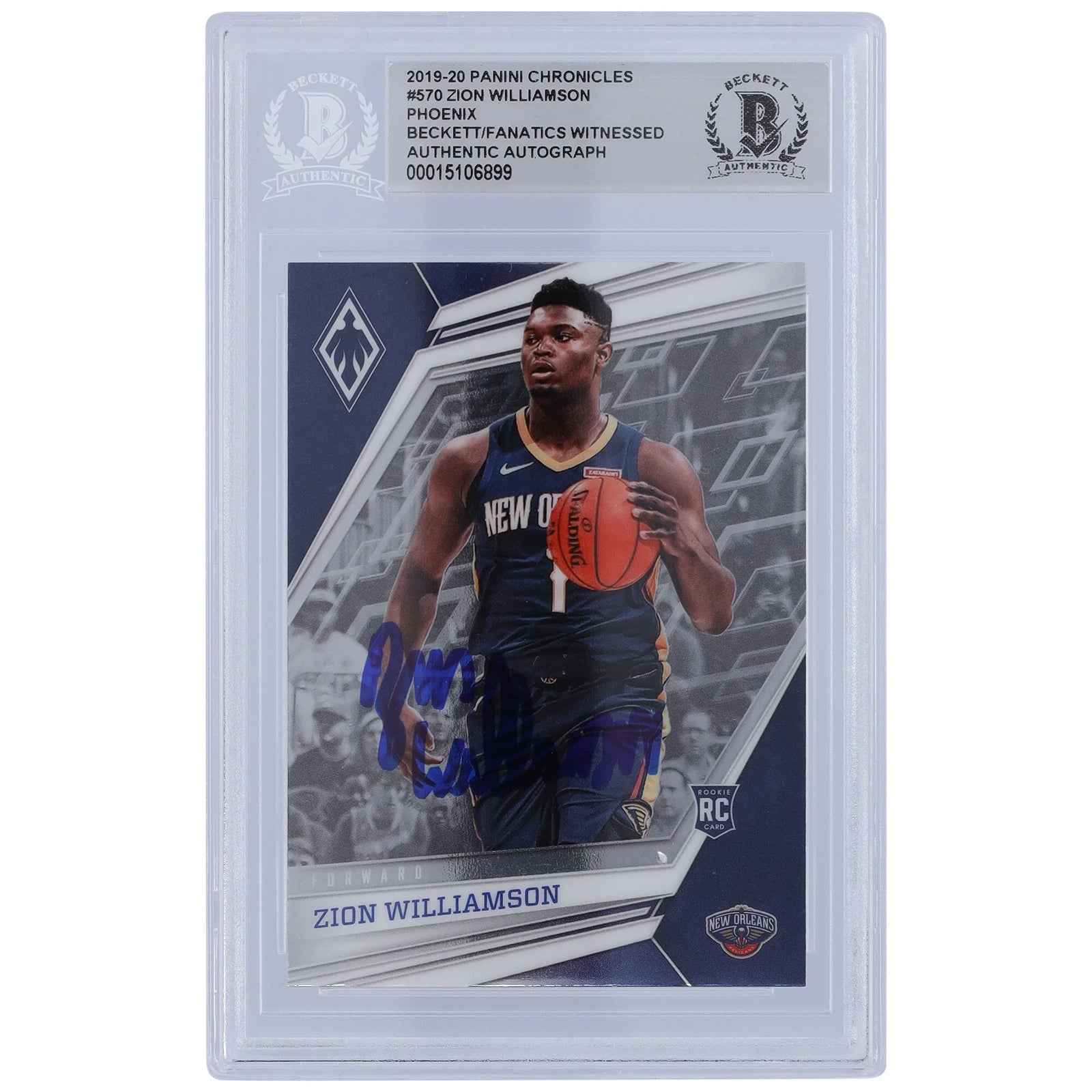 Zion Williamson Signed 2019-20 Panini Chronicles Rookie Card #570 | Beckett Witnessed