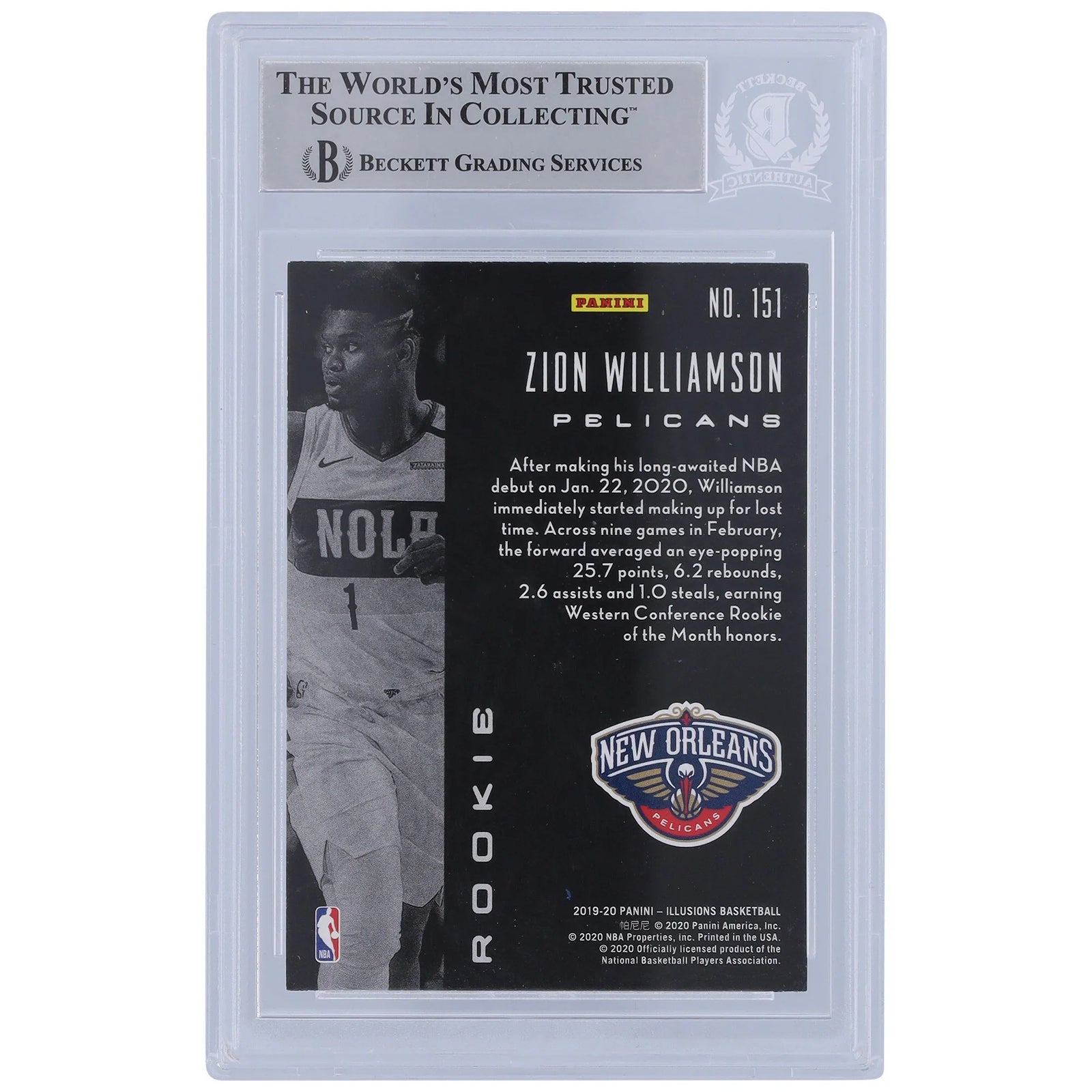 Zion Williamson Signed 2019-20 Panini Illusions #151 Rookie Card | Beckett Authenticated