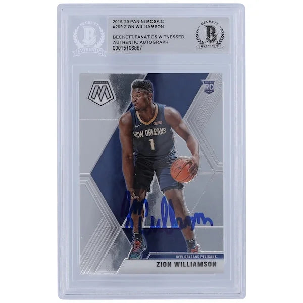 Zion Williamson Signed 2019-20 Panini Mosaic #209 Rookie Card | Beckett Witnessed