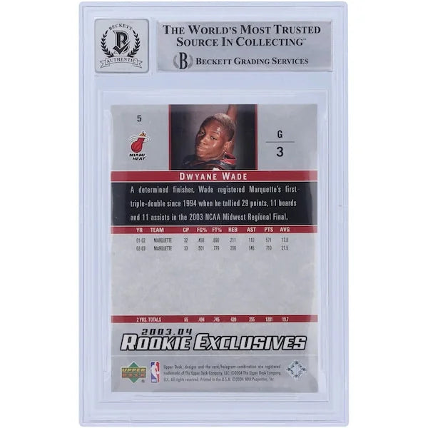 Dwyane Wade Signed 2003-04 Upper Deck Rookie Exclusives #5 | Graded 10