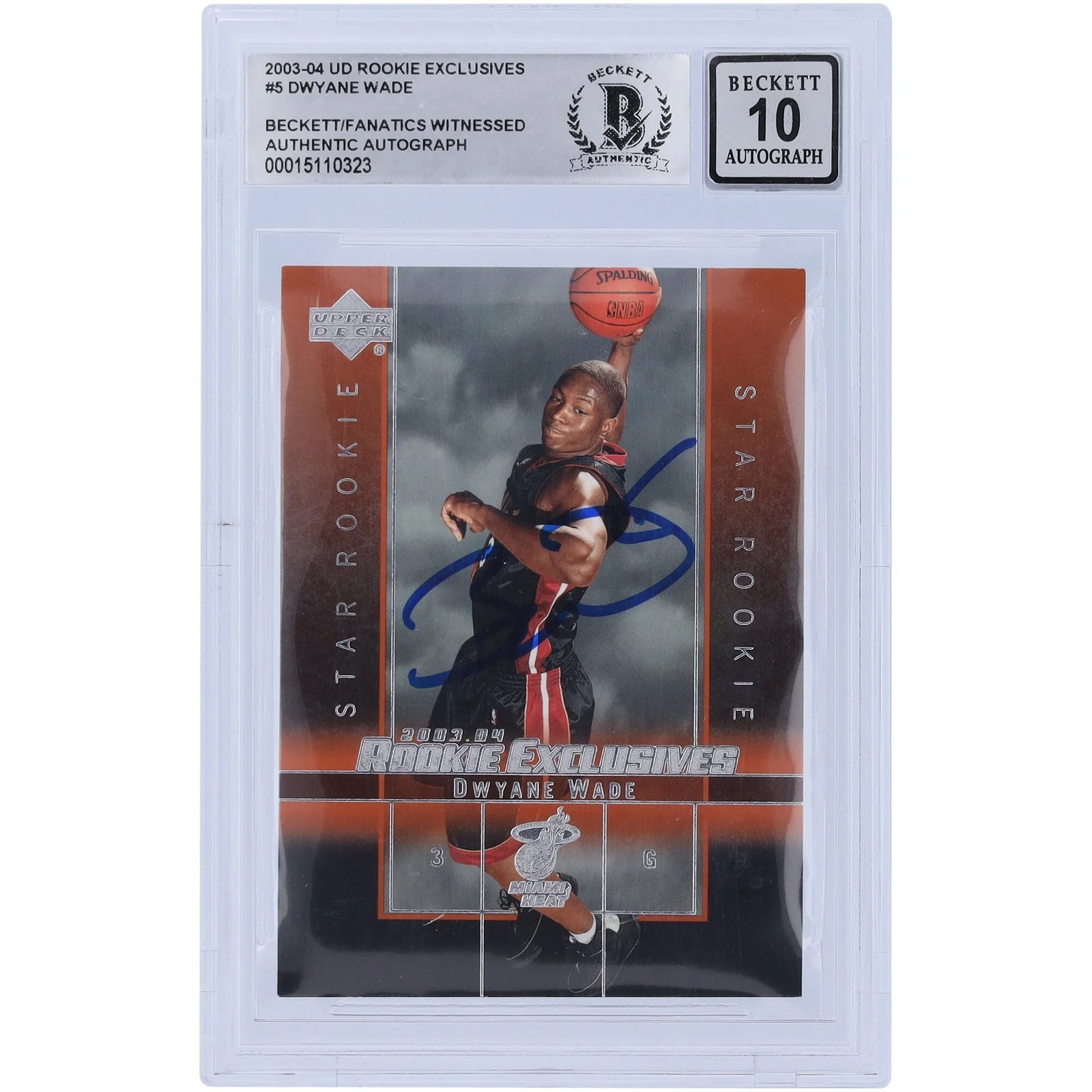 Dwyane Wade Signed 2003-04 Upper Deck Rookie Exclusives #5 | Graded 10