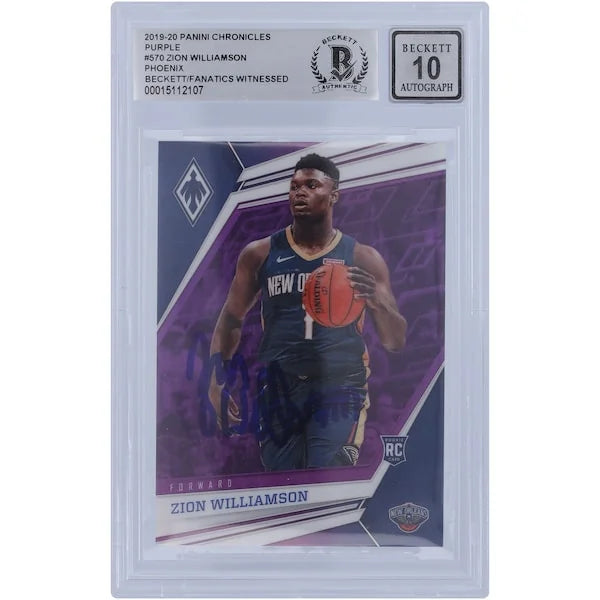 Zion Williamson Signed 2019-20 Panini Phoenix Purple Variation Rookie Card | BGS 10