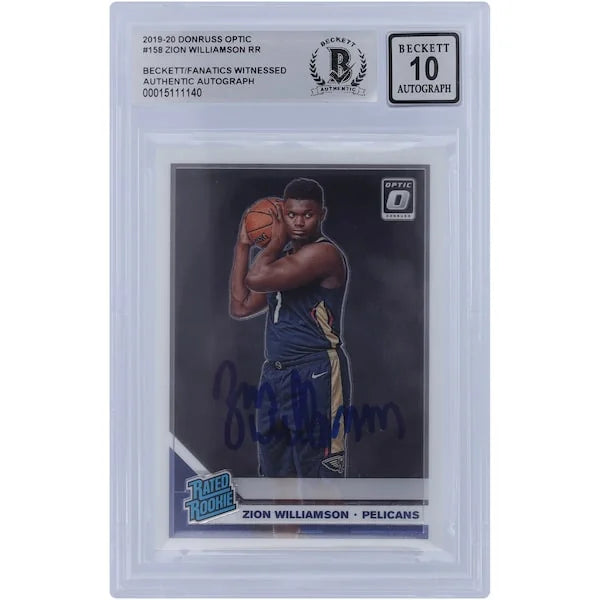 Zion Williamson Signed 2019-20 Panini Donruss Optic Rated Rookie #158 | BGS 10