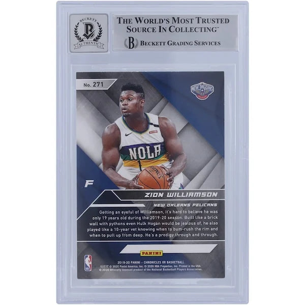Zion Williamson Signed 2019-20 Panini Chronicles XR #271 Rookie Card | BGS 10