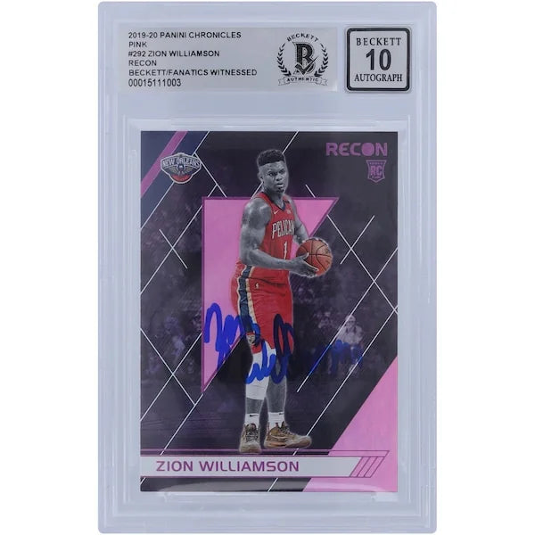 Zion Williamson Signed 2019-20 Panini Chronicles Recon Pink #292 | BGS 10 Rookie