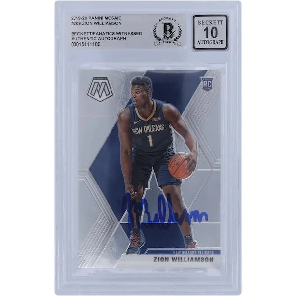 Zion Williamson Signed 2019-20 Panini Mosaic #209 Rookie Card | BGS 10