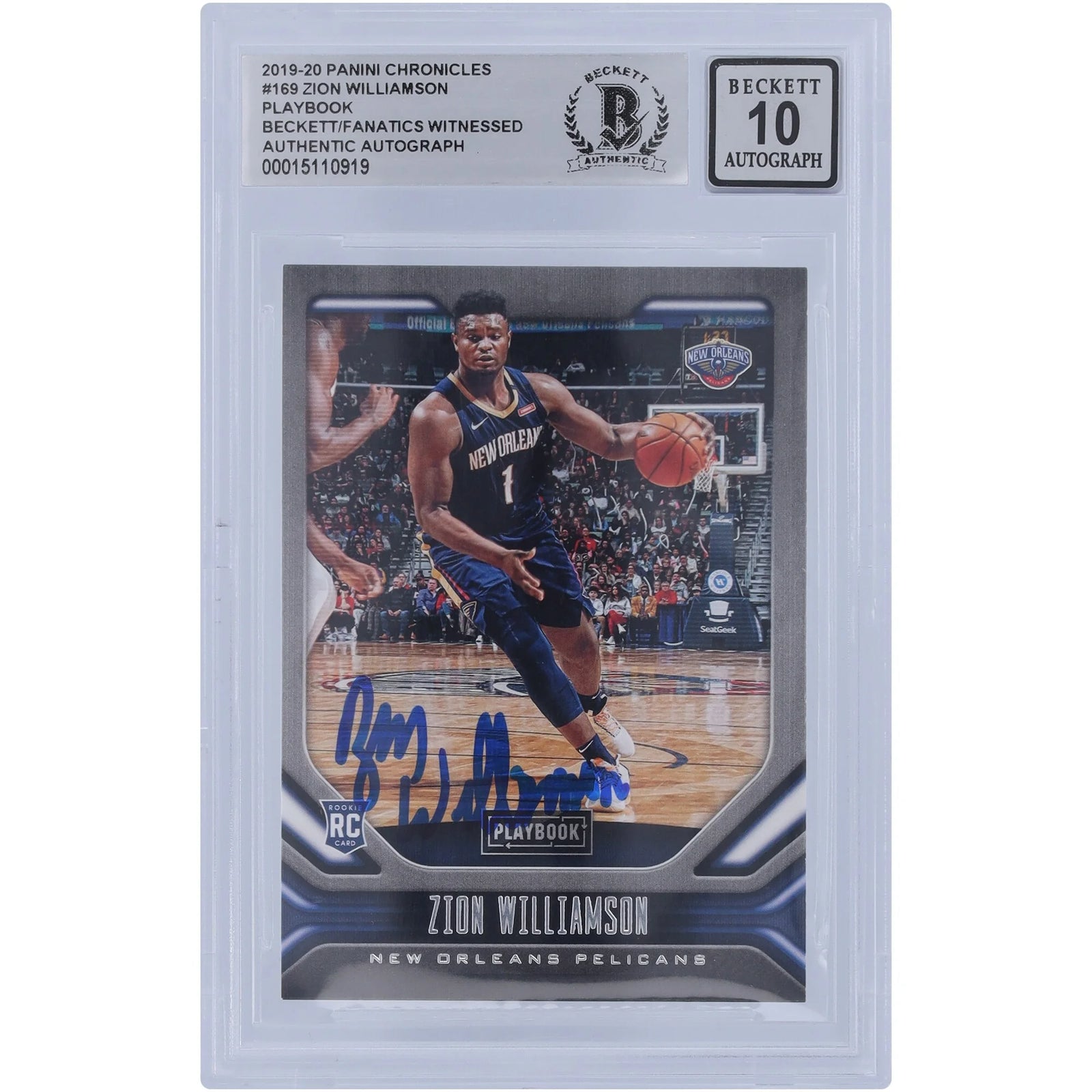 Zion Williamson Signed 2019-20 Panini Chronicles Playbook #169 Rookie Card | BGS 10