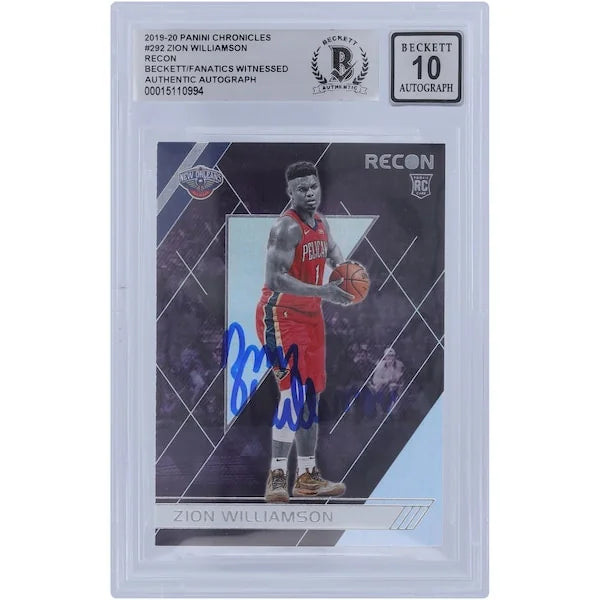 Zion Williamson Signed 2019-20 Panini Chronicles Recon #292 Rookie Card | BGS 10