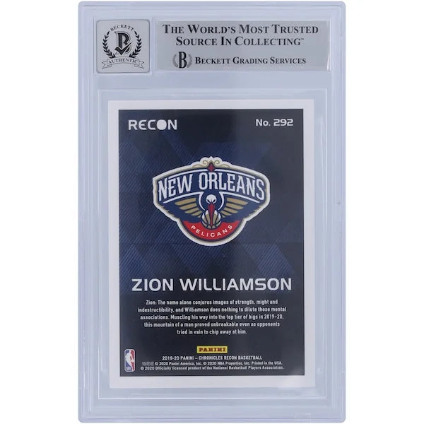 Zion Williamson Signed 2019-20 Panini Chronicles Recon #292 Rookie Card | BGS 10