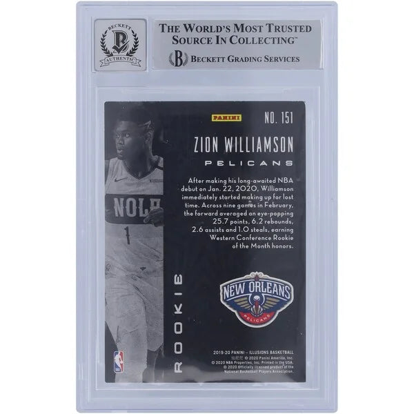 Zion Williamson Signed 2019-20 Panini Illusions #151 Rookie Card | BGS 10