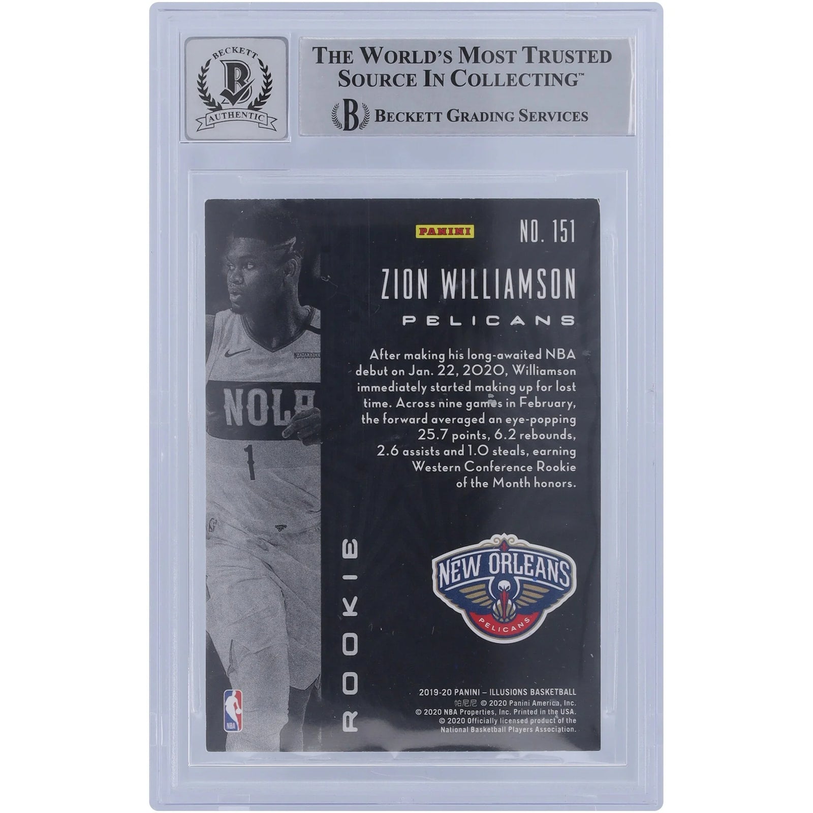 Zion Williamson Signed 2019-20 Panini Illusions #151 Rookie Card | BGS 10