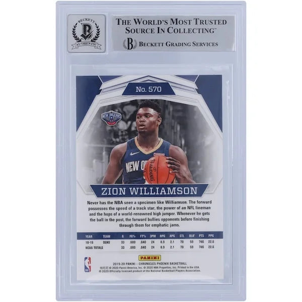 Zion Williamson Signed 2019-20 Panini Phoenix 3 Rookie #570 Card | BGS 10