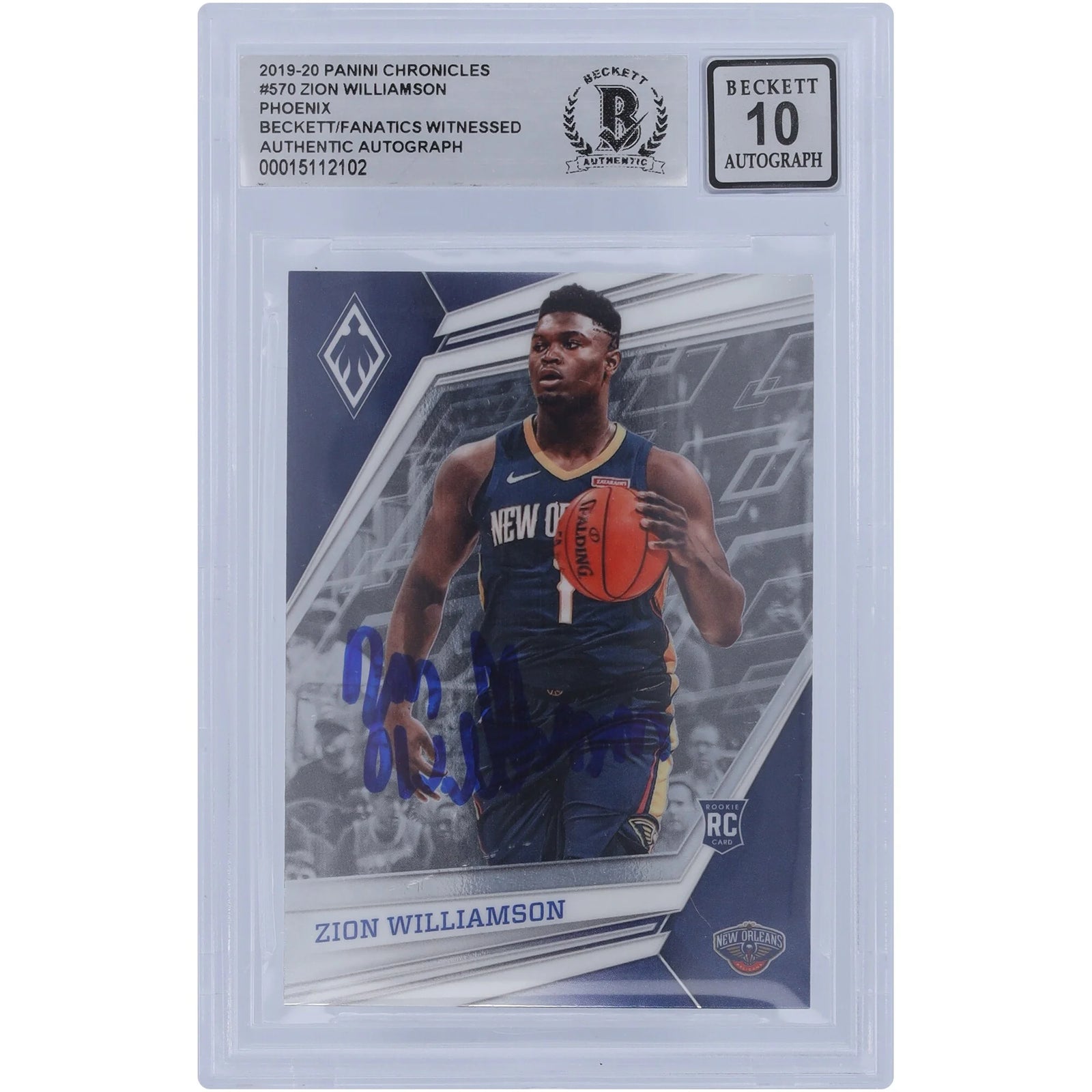 Zion Williamson Signed 2019-20 Panini Phoenix 3 Rookie #570 Card | BGS 10