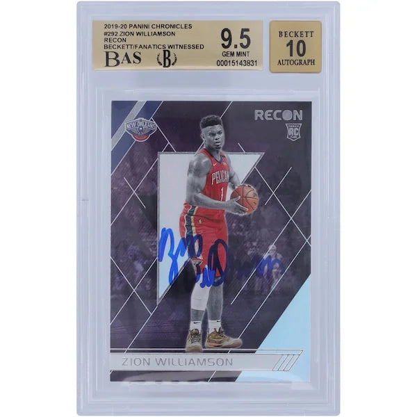 Zion Williamson Signed 2019-20 Panini Chronicles Recon #292 Rookie Card | BGS 9.5