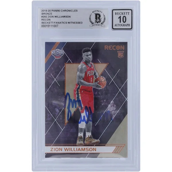 Zion Williamson Signed 2019-20 Panini Chronicles Recon Bronze #292 Rookie Card | BGS 10