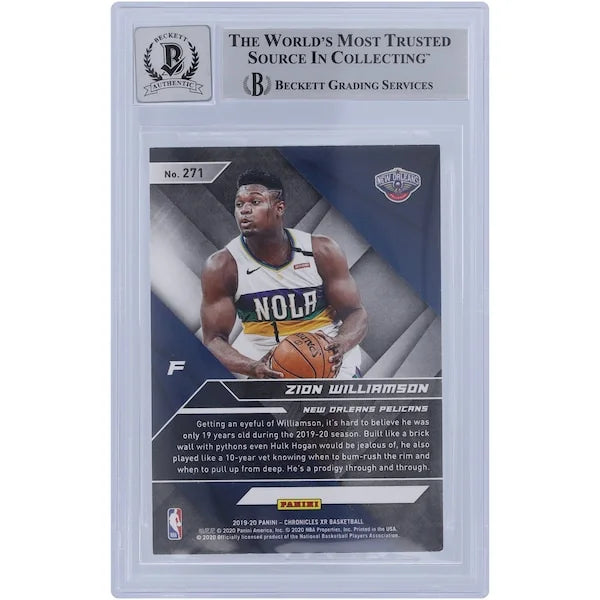 Zion Williamson Signed 2019-20 Panini Chronicles XR Bronze #271 Rookie Card | Beckett Grad