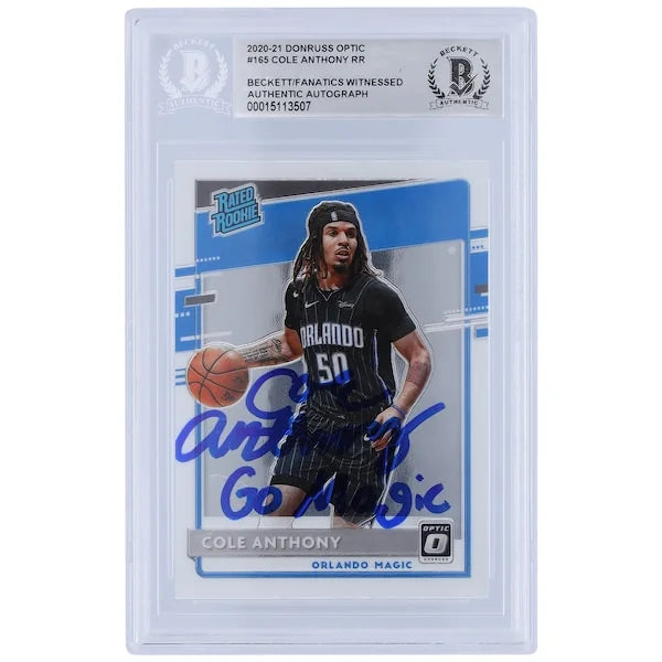 Cole Anthony Signed 2020-21 Panini Donruss Optic #165 Rookie Card | Go Magic Inscription
