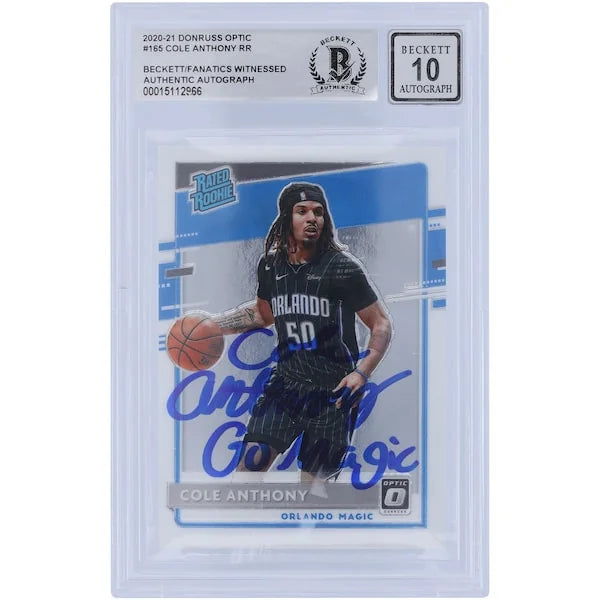 Cole Anthony Signed 2020-21 Panini Donruss Optic #165 Rookie Card | BGS 10 with Go Magic I