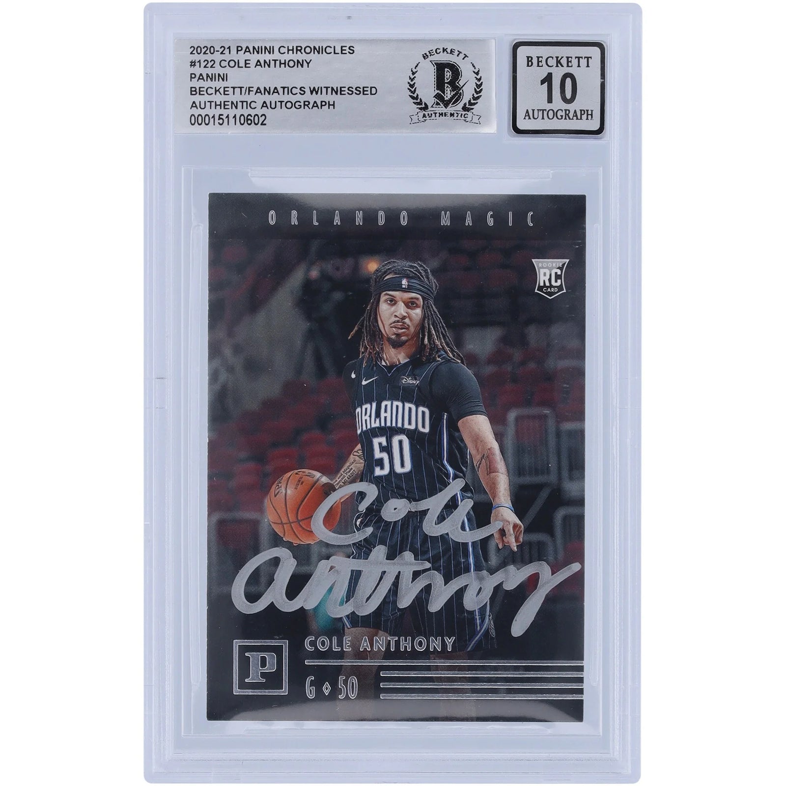 Cole Anthony Signed 2020-21 Panini Chronicles #122 Rookie Card | BGS 10