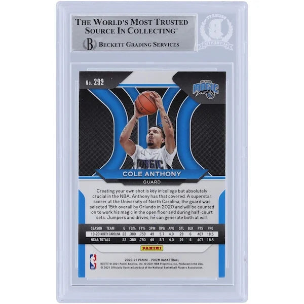 Cole Anthony Signed 2020-21 Panini Prizm #292 Rookie Card | Authenticated